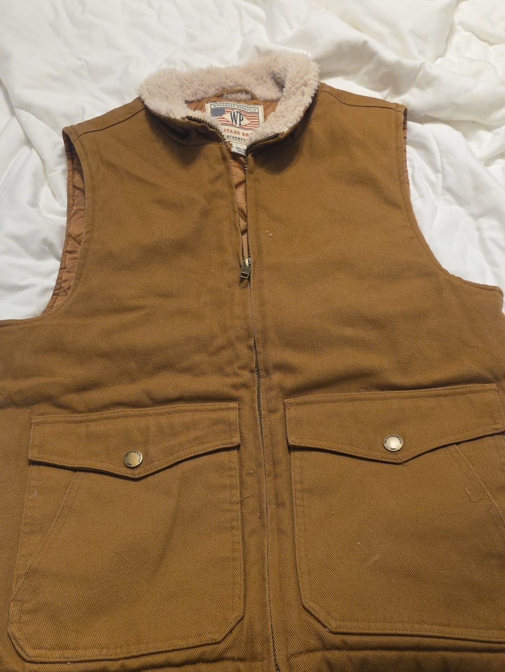 Heritage Brown Work Vest with Sherpa Collar